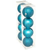 8x stuks kerstballen turquoise blauw mix kunststof 8 cm - Kerstbal