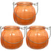3x citronella kaarsen in glas - 15 branduren - D8 x H8 cm - oranje - geurkaarsen