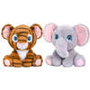 Keel Toys - Pluche knuffel dieren vriendjes set tijger en olifant 25 cm - Knuffeldier