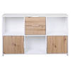 Pepeto dressoir 2 laden, 2 deuren, 3 planken wit, Artisan eik decor.