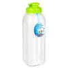 Plasticforte Drinkfles/waterfles/bidon - 1000 ml - transparant/groen - kunststof - Drinkflessen