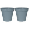 Pro Garden Plantenpot/bloempot - 2x - Tuin buiten - kunststof - blauw - D50 cm - Plantenpotten