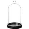 Atmosphera Home decoratie glazen stolp op houten plateau - glas/zwart - D12 x H19 cm - Decoratieve stolpen