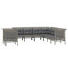 vidaXL 9-delige Loungeset met kussens poly rattan grijs