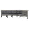 vidaXL 6-delige Loungeset met kussens poly rattan grijs