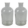 Countryfield vaas - 2x stuks - helder glas - fles - D17 x H31 cm - Vazen