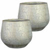 2x stuks plantenpot/bloempot keramiek metallic zilvergrijs/gold finish - D27/H25 cm - Plantenpotten