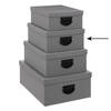 5Five Opbergdoos/box - donkergrijs - L30 x B24 x H12 cm - Stevig karton - Industrialbox - Opbergbox