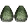 Bellatio Design Bloemenvaas - 2x - groen transparant glas - D14 x H16 cm - Vazen