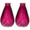 Bellatio Design Bloemenvaas - 2x - paars transparant glas - D14 x H23 cm - Vazen