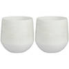 2x Stuks Plantenpot/bloempot keramiek wit relief patroon - D24/H23 cm - Plantenpotten