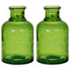 Bellatio Design Bloemenvaas - 2x - groen transparant gerecycled glas - D12 x H20 cm - Vazen