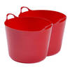 2x stuks flexibele emmers - 39 liter - Kunststof - Rood - 43 x 49 x 37 cm - Wasmanden