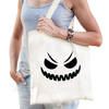 Spook gezicht horror halloween trick or treat tas wit - bedrukte katoenen tas/ snoep tas - Verkleedtassen