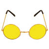 Gele hippie flower power zonnebril met ronde glazen - Verkleedbrillen