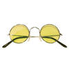 Hippie Flower Power Sixties ronde glazen zonnebril geel - Verkleedbrillen
