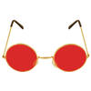 Rode hippie flower power zonnebril met ronde glazen - Verkleedbrillen
