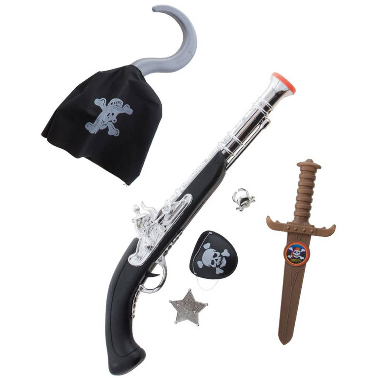 Kinderen speelgoed verkleed wapens set in Piraten stijl thema 6-delig Verkleedattributen