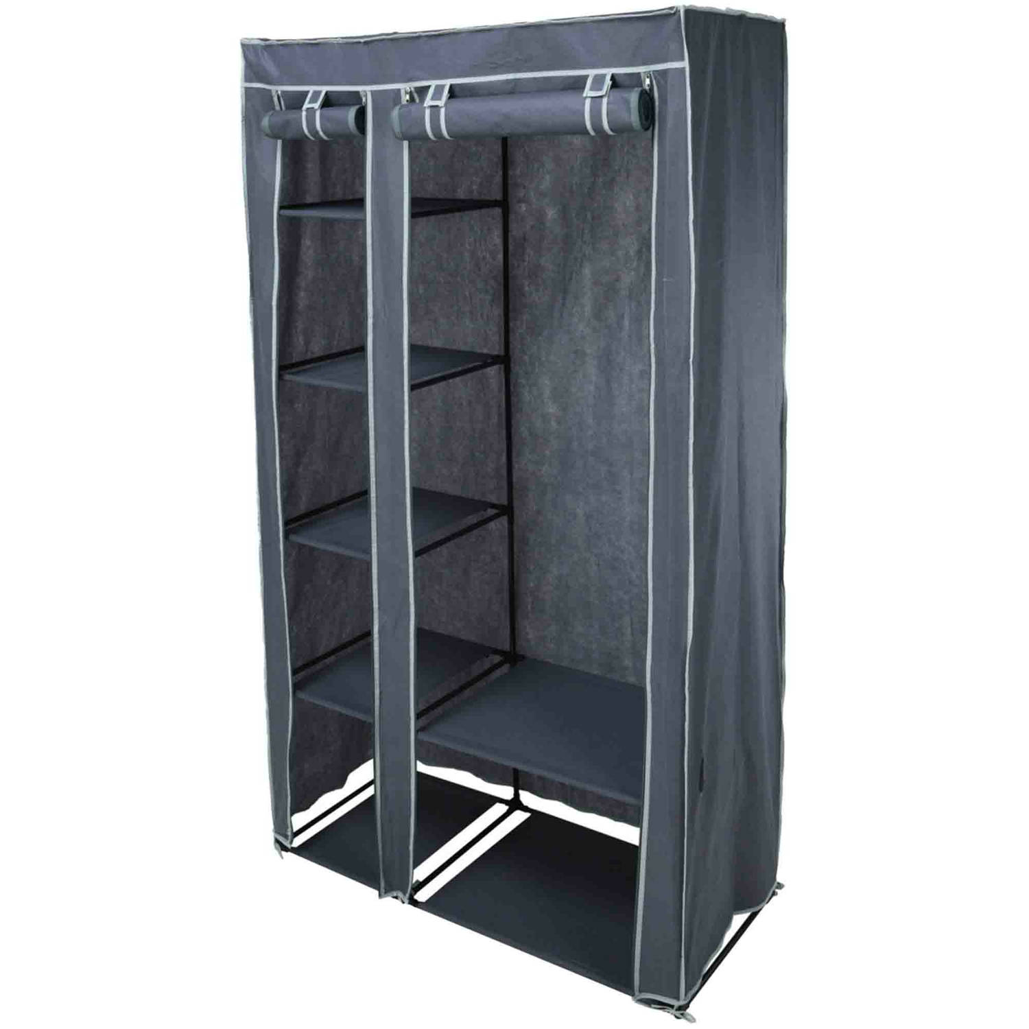 Storage Solutions Kast - mobiel kledingkast - 6-vaks - opvouwbaar - grijs - 174 cm