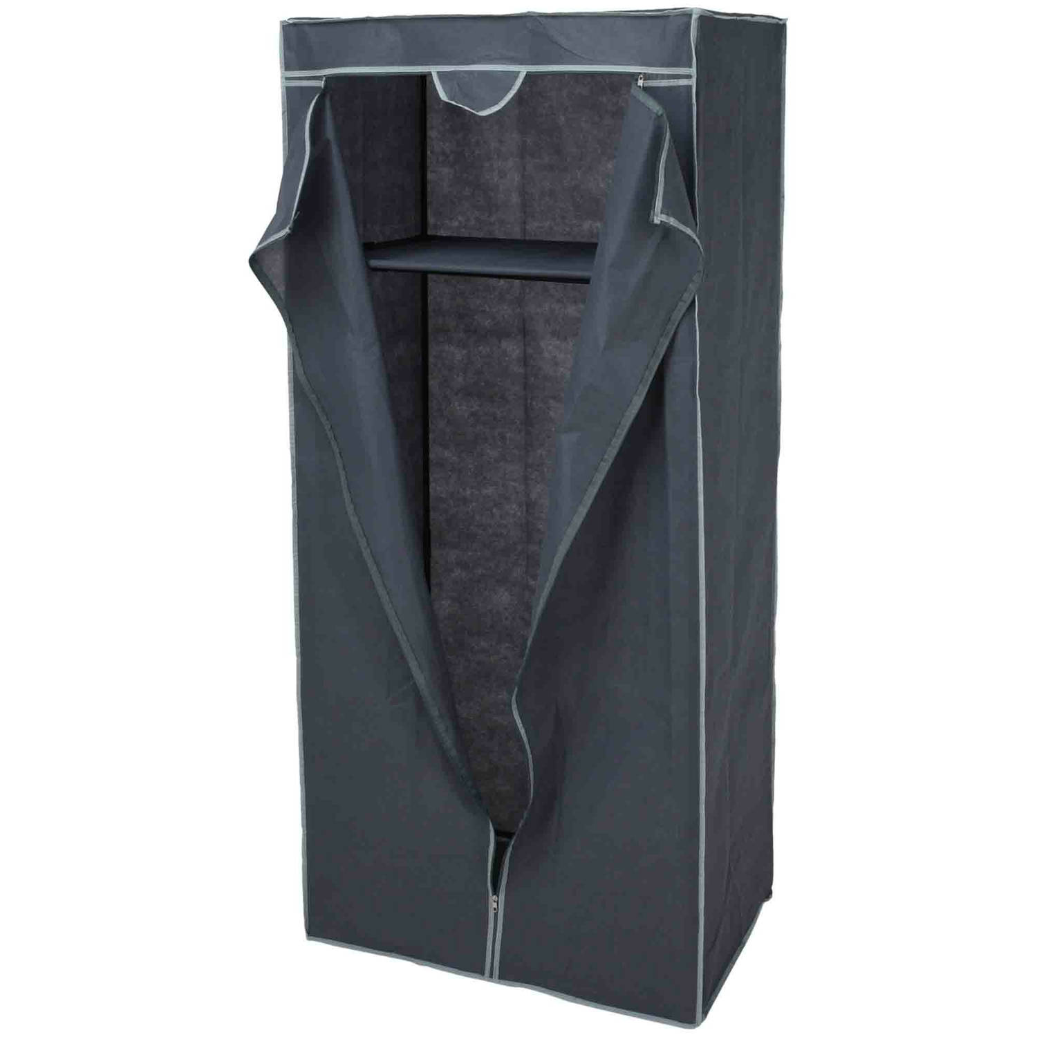 Mobiele opvouwbare kledingkast grijs 160 cm Campingkledingkasten