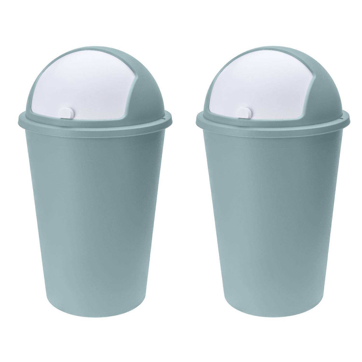 2x stuks vuilnisbak-afvalbak-prullenbak groen met deksel 50 liter Prullenbakken