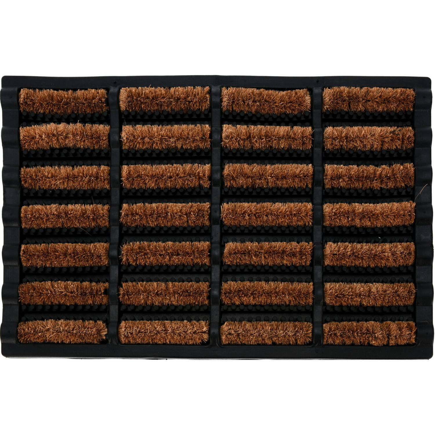 Droogloopmat-deurmat voor binnen-buiten zwart rubber-kokos 40 x 60 cm Deurmatten