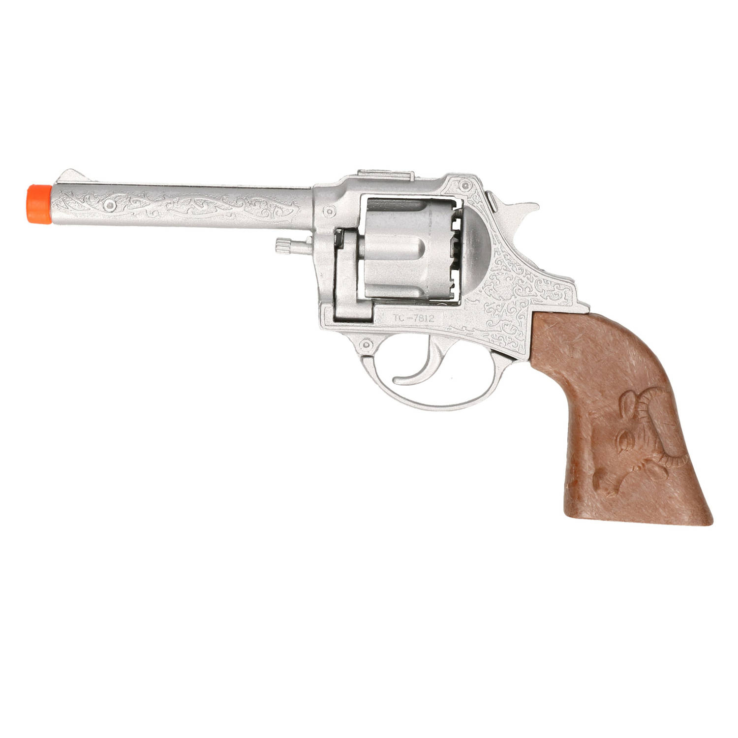 Cowboy speelgoed revolver/pistool metaal 12-schots plaffertjes