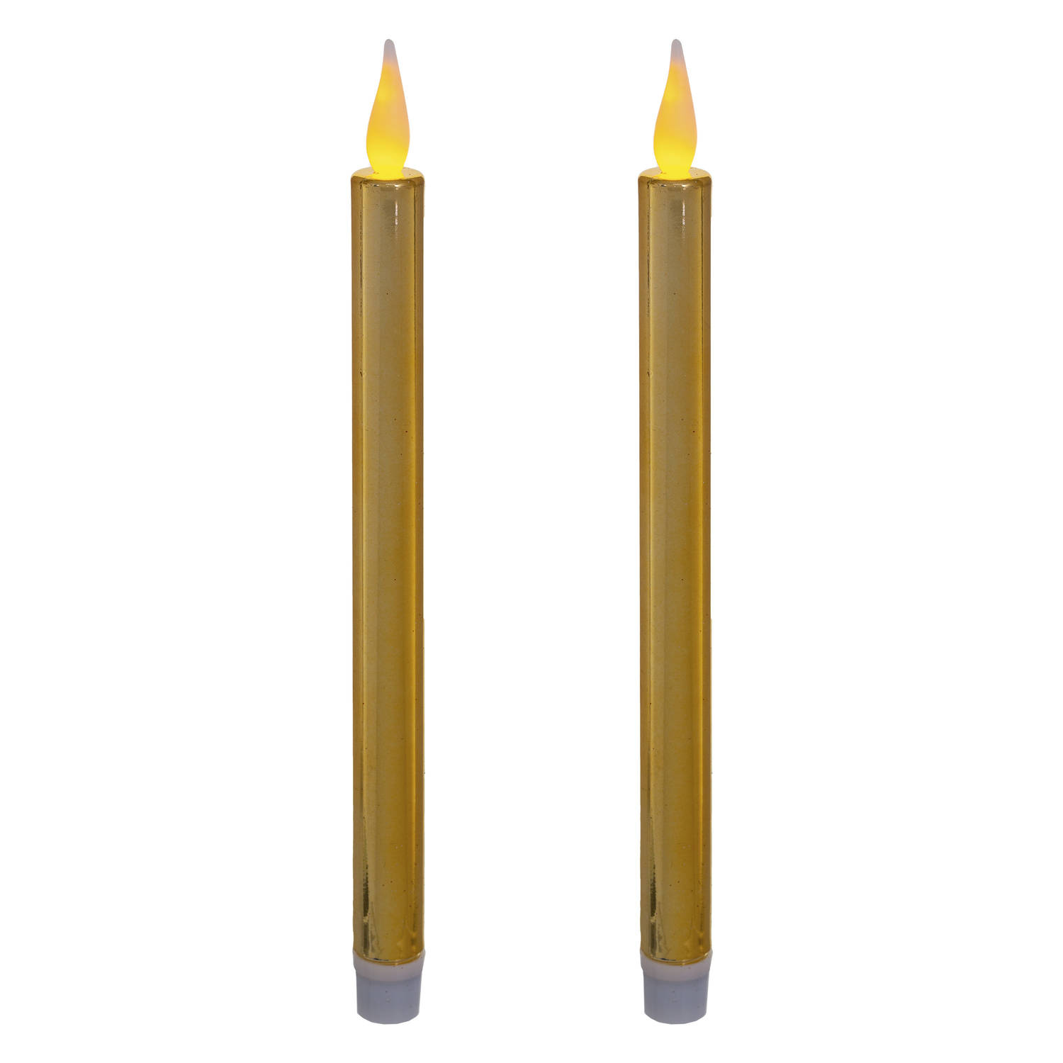 Kaarsen set van 2x stuks Led dinerkaarsen goud 28 cm LED kaarsen