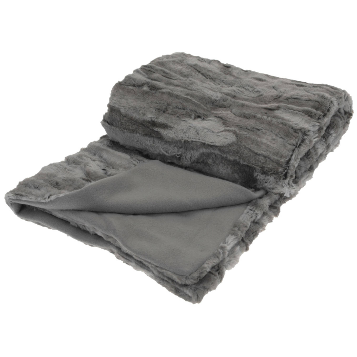 Polyester fleece deken-dekentje-plaid 130 x 150 cm titanium grijs Plaids