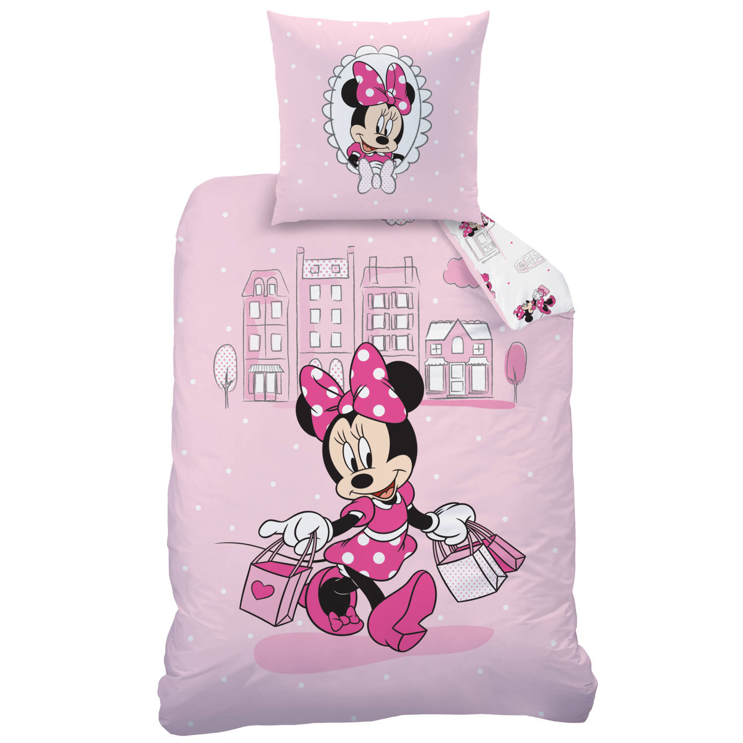 Disney Minnie Mouse Dekbedovertrek Shopping Eenpersoons 140 x 200 cm Katoen