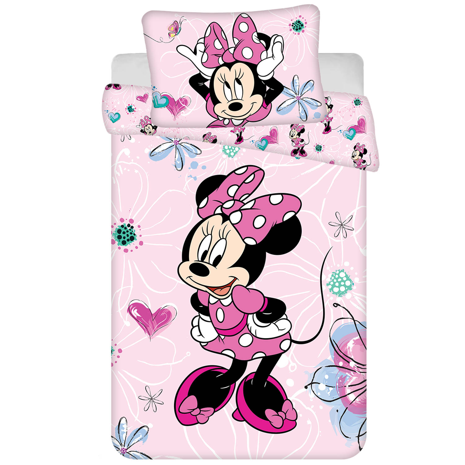 Disney Minnie Mouse BABY Dekbedovertrek, Flower 135 x 100 + 40 x 60 cm Katoen