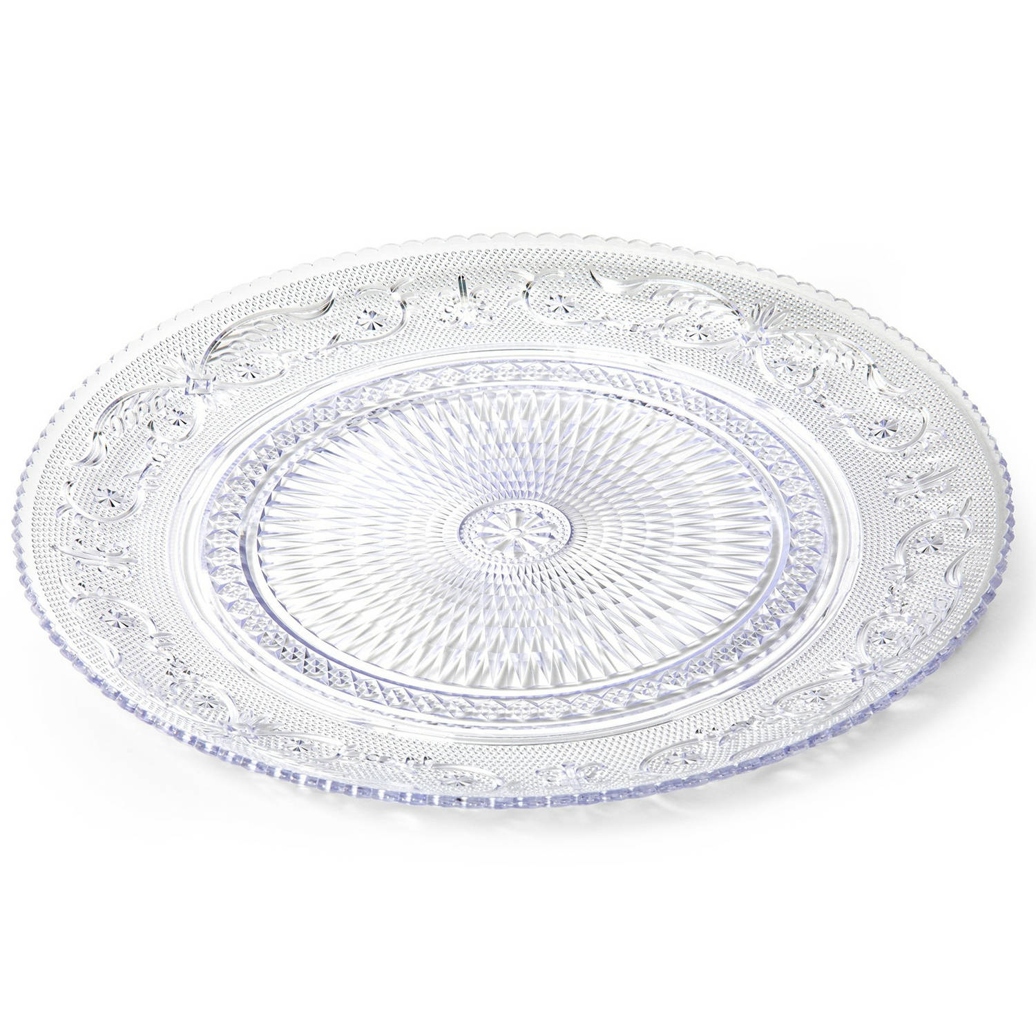 Plasticforte Onbreekbare Ontbijt/gebakbordjes - kunststof - kristal stijl - transparant - 18 cm - Campingborden