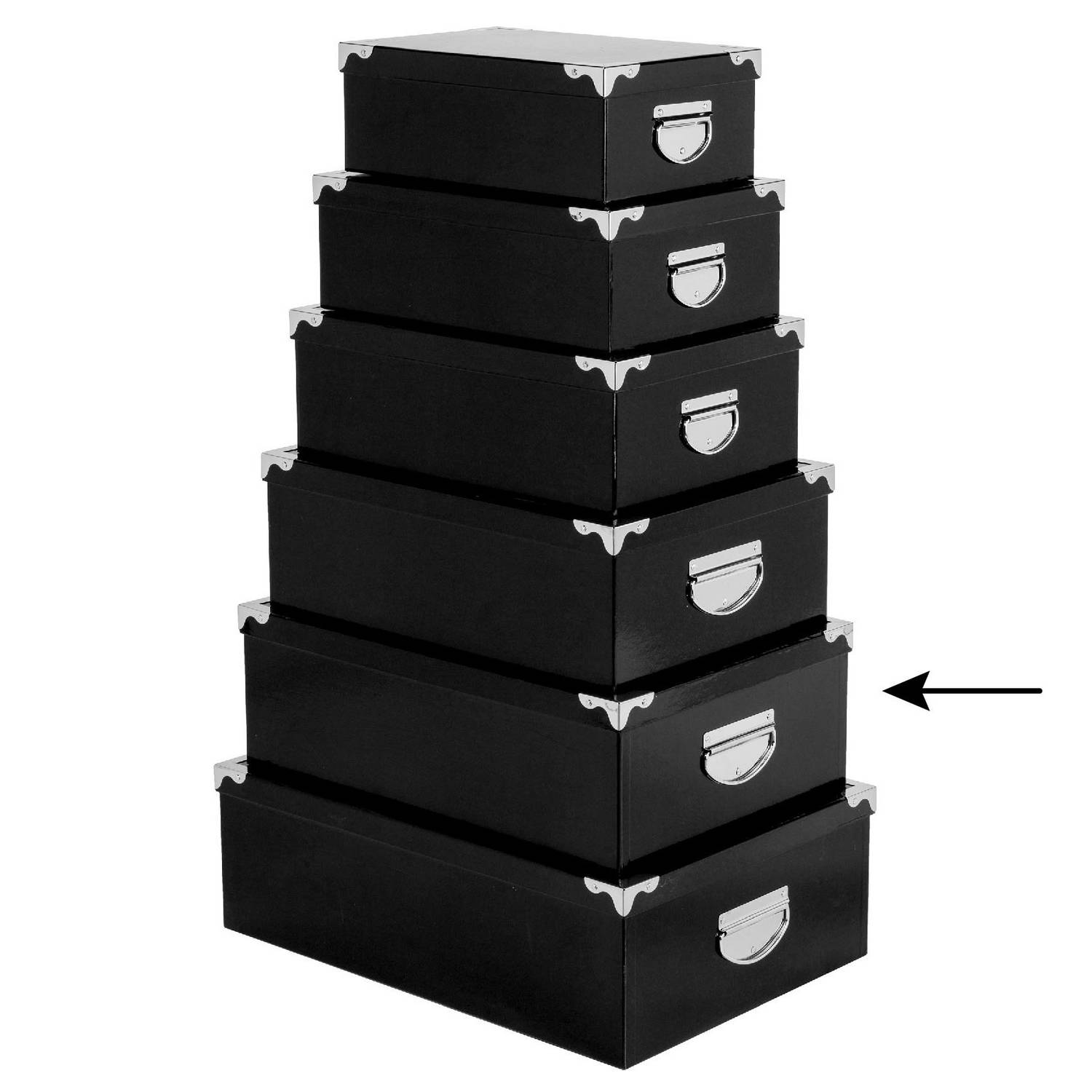 5Five Opbergdoos-box zwart L44 x B31 x H15 cm Stevig karton Blackbox Opbergbox