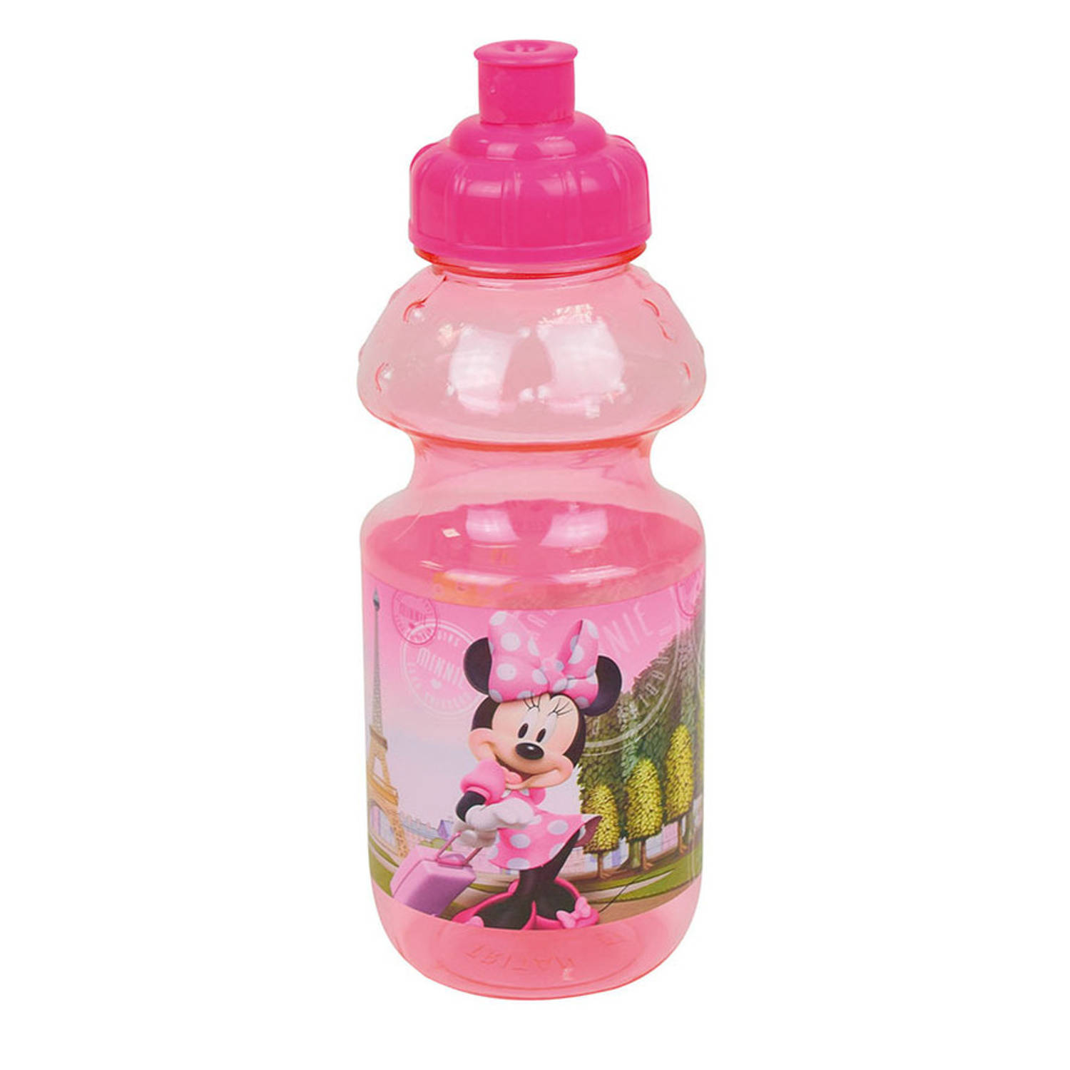 Disney Minnie Mouse drinkfles-drinkbeker-bidon met drinktuitje roze kunststof 350 ml Schoolbekers