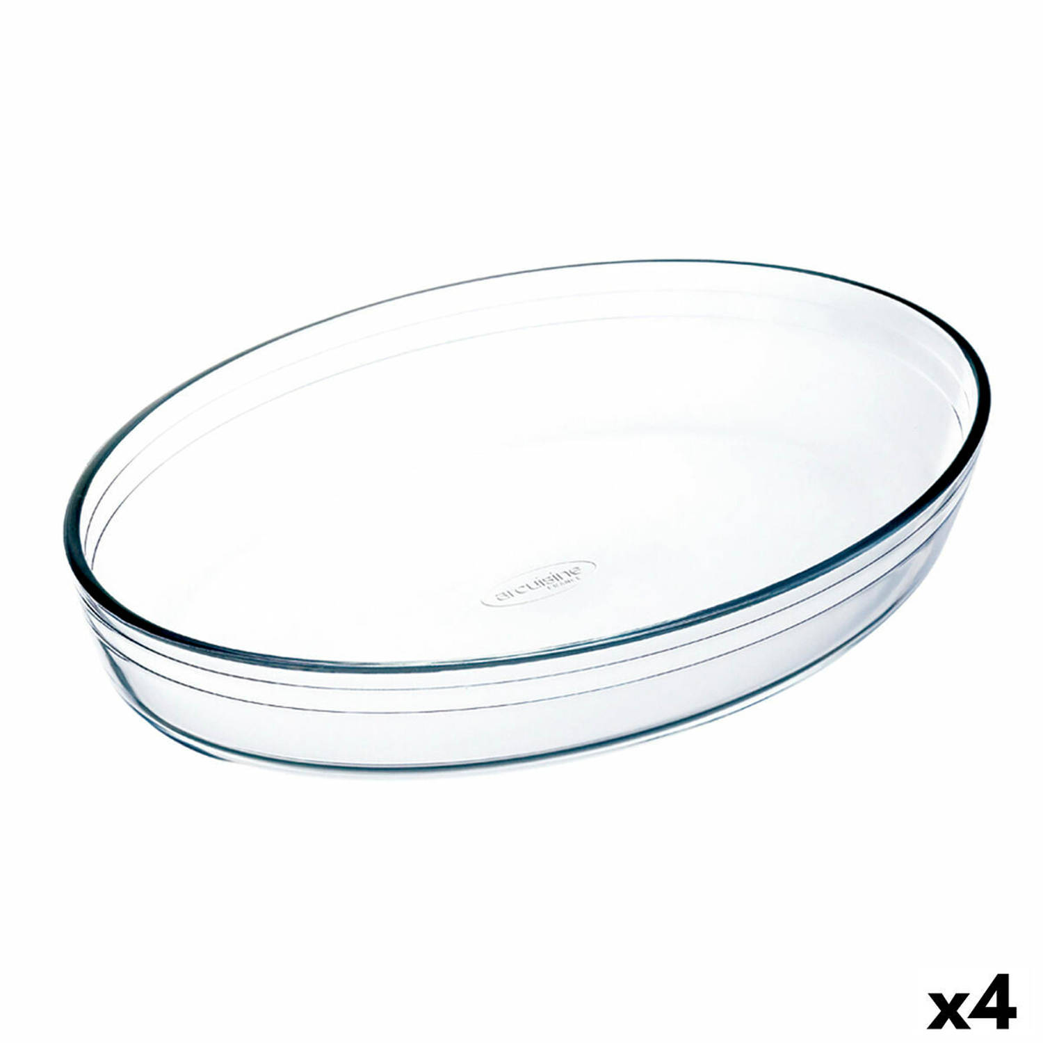 Ovenschaal Ô Cuisine Ovaalvormig 30 x 21 x 7 cm Transparant Glas (4 Stuks)