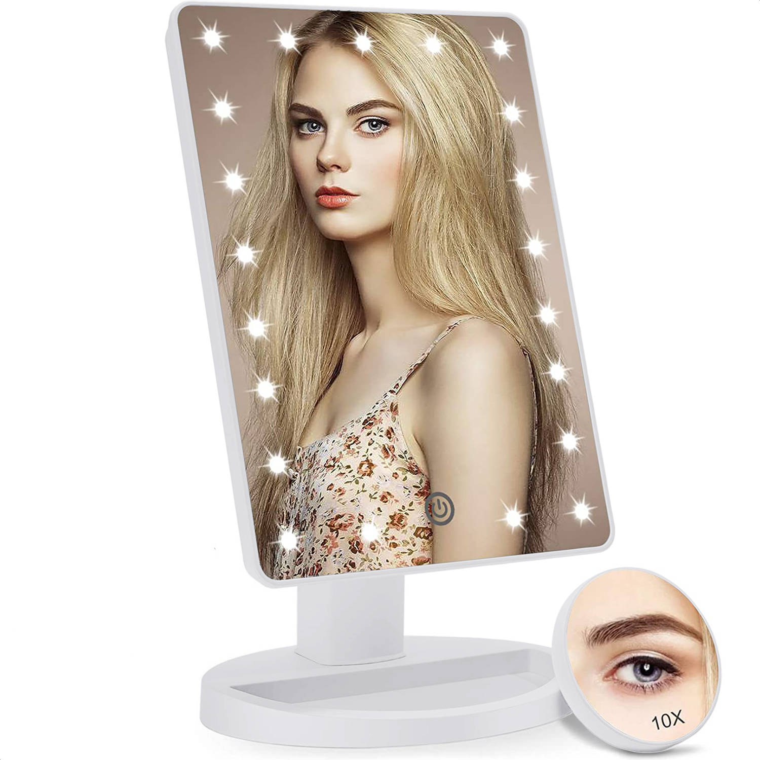Strex Make Up Spiegel met LED verlichting Wit 3 Verlichtingsmodus 1-10x Vergroting 360° Verstelbaar