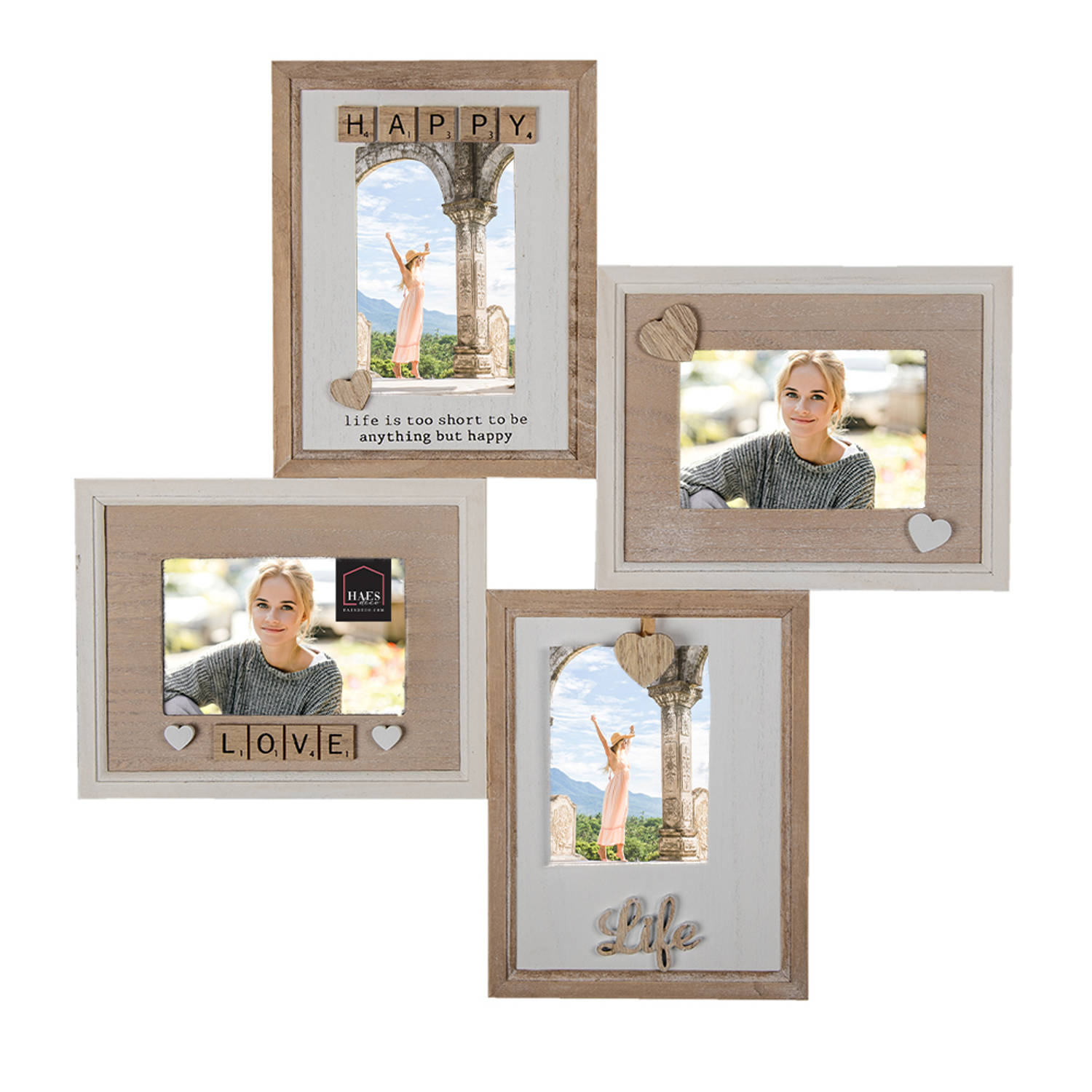 HAES DECO - Multi Fotolijst 10x15 - Farm Living - kleur Bruin, formaat 54x2x54 cm , voor foto 10x15 cm (4)