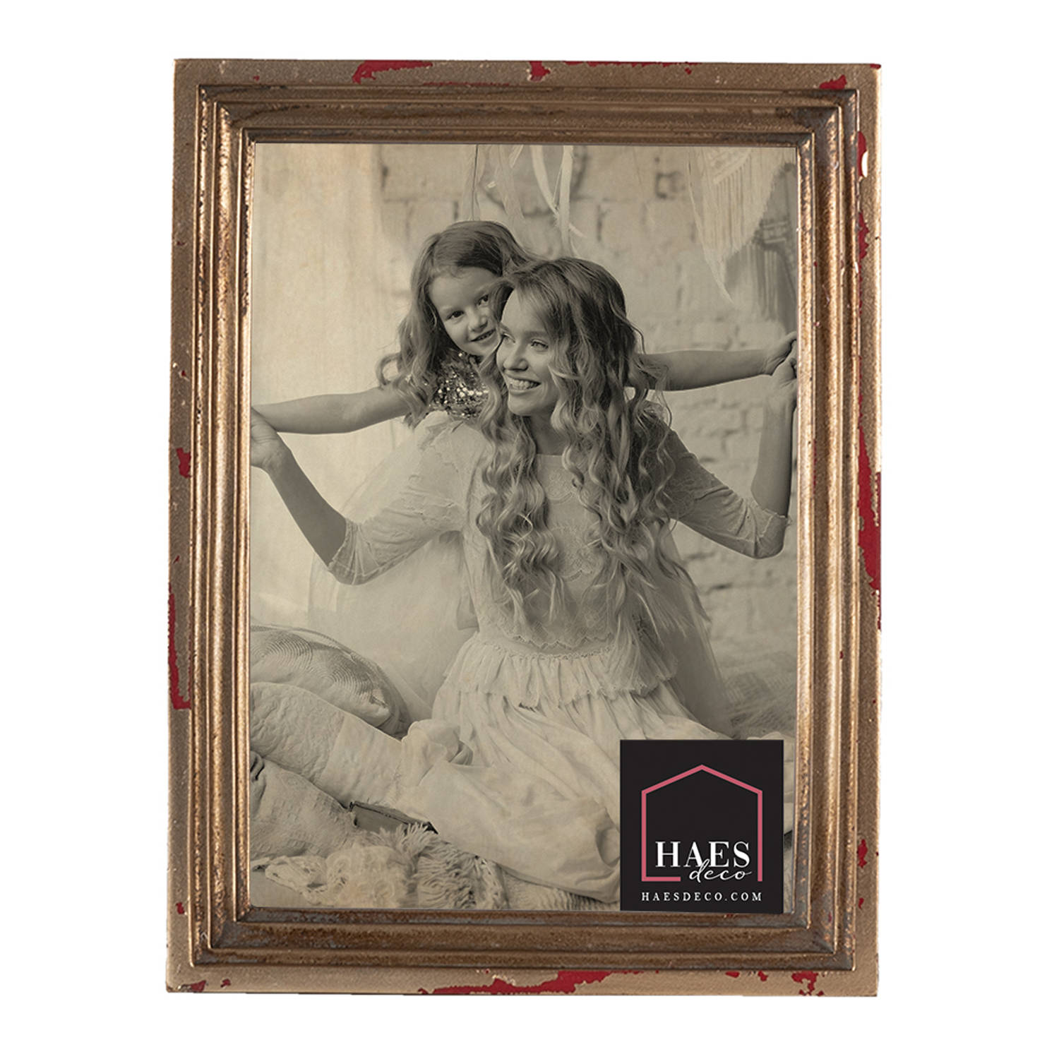 HAES DECO - Fotolijst 13x18 - Loving Chic - kleur Goudkleurig, formaat 15x3x20 cm , voor foto 13x18 cm