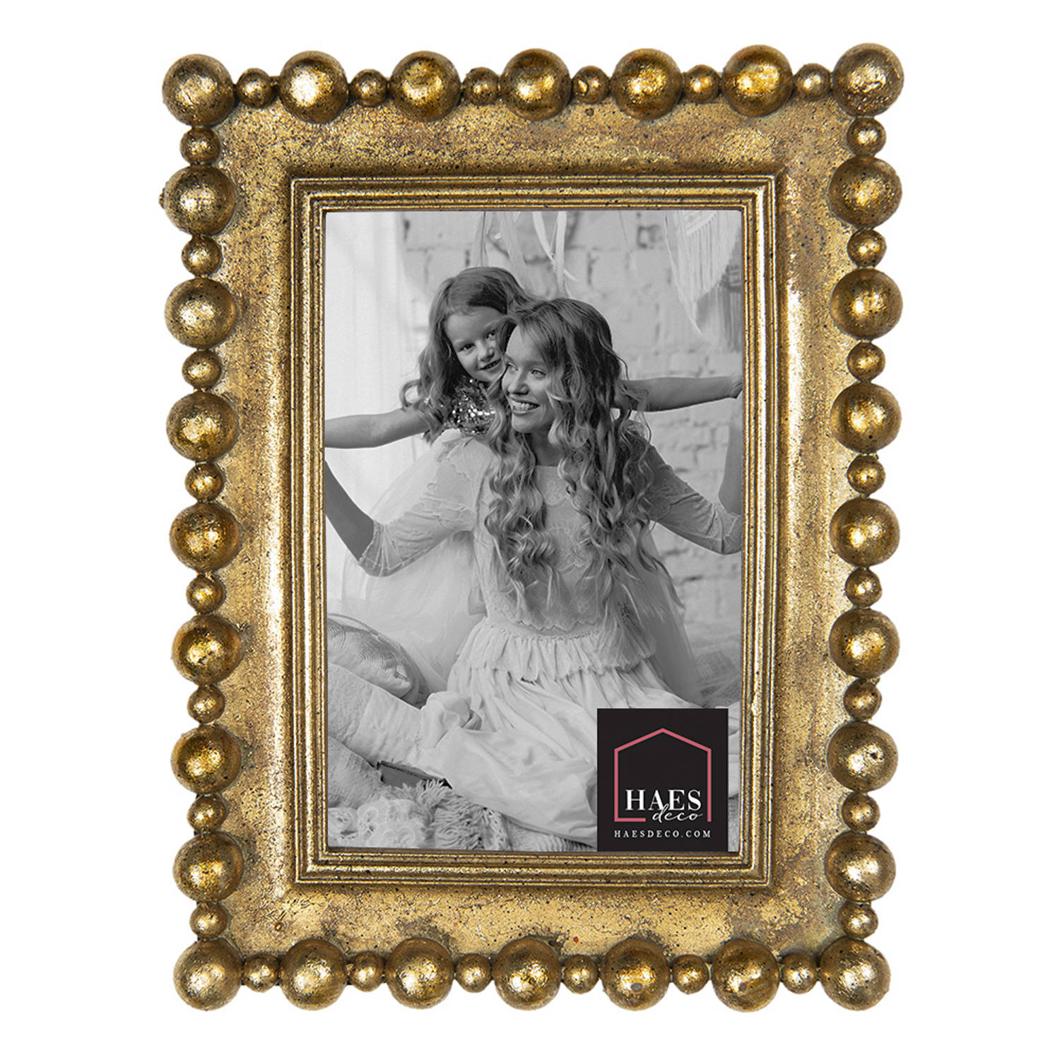 HAES DECO - Fotolijst 10x15 - Loving Chic - kleur Goudkleurig, formaat 16x2x21 cm , voor foto 10x15 cm