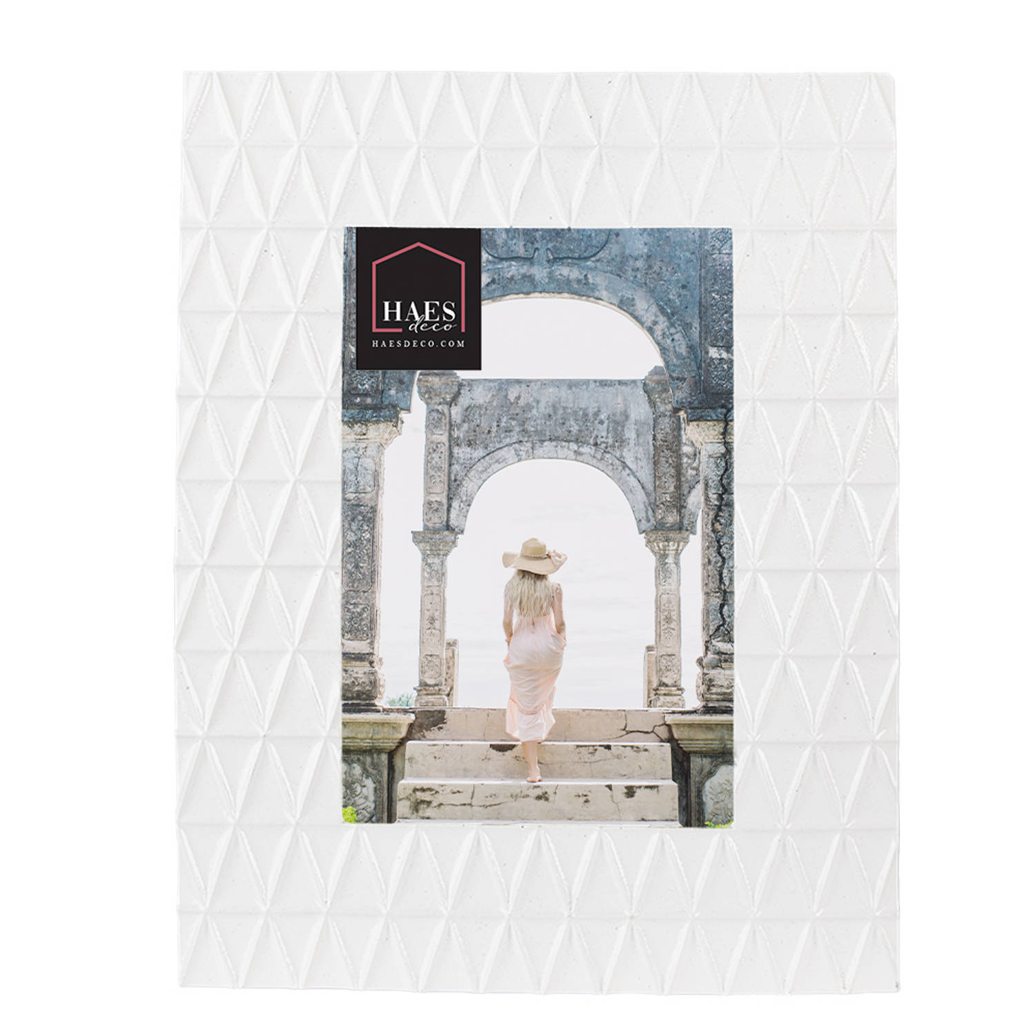 HAES DECO - Fotolijst 10x15 - Shabby Chic - kleur Wit, formaat 17x1x22 cm , voor foto 10x15 cm