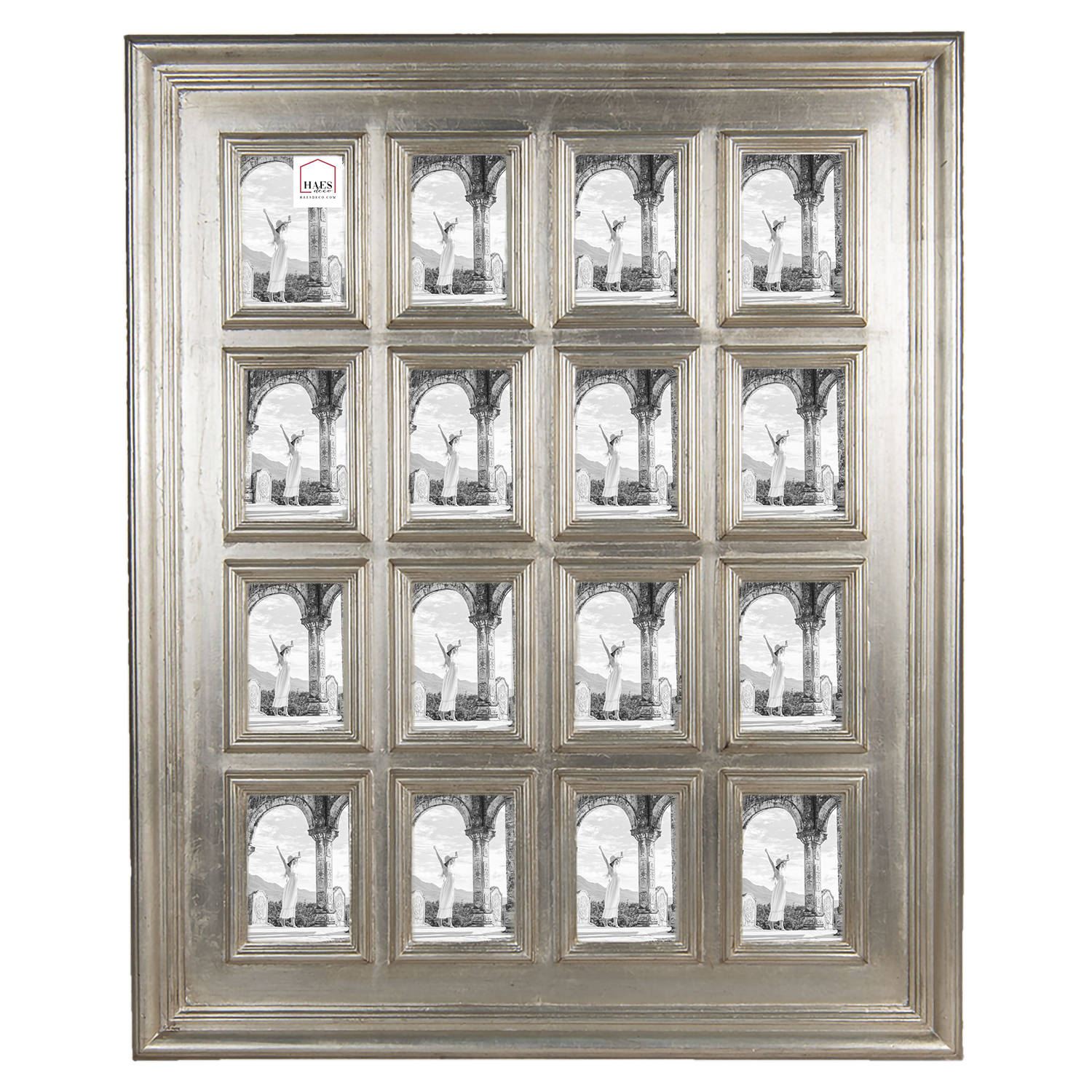 HAES DECO - Multi Fotolijst 13x18 - Dramatic Chic - kleur Zilverkleurig, formaat 90x4x110 cm , voor foto 13x18 cm (16)