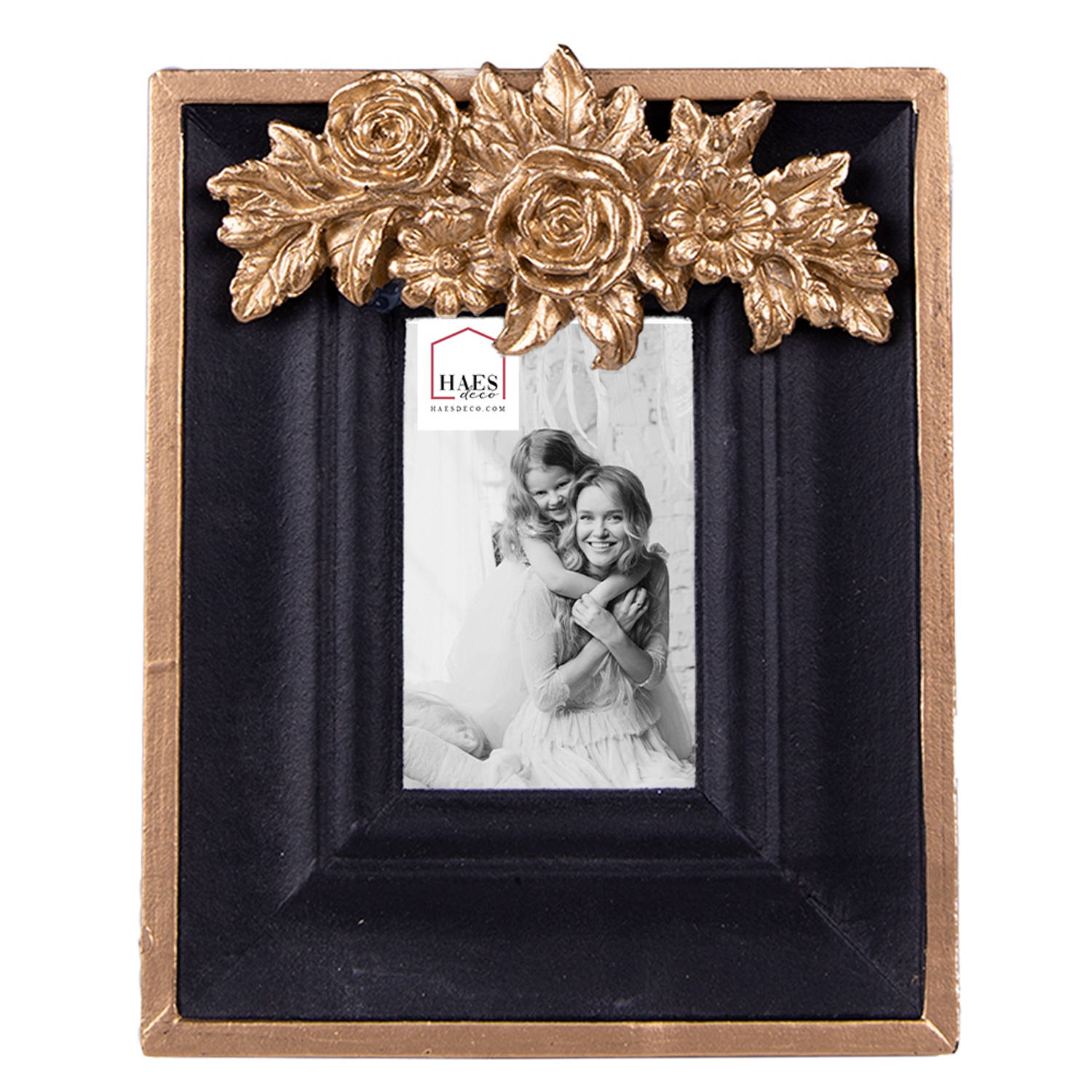 HAES DECO - Fotolijst 5x7 - Dramatic Chic - kleur Zwart, formaat 11x1x14 cm , voor foto 5x7 cm