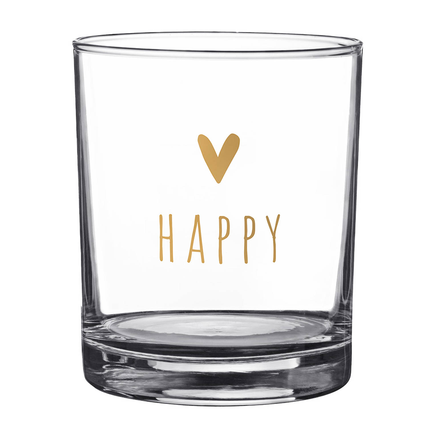Clayre & Eef Waterglas 230 ml Glas Hart Happy Drinkbeker Drinkglas Transparant Drinkbeker Drinkglas