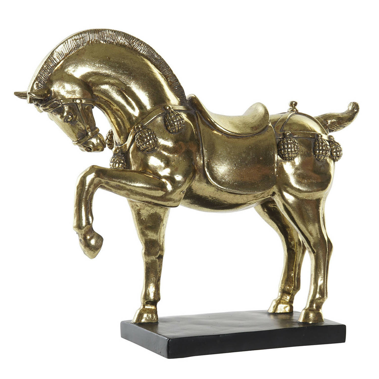 Home decoratie dieren beeldje Paard 24 x 25 cm voor binnen goud kleur Beeldjes