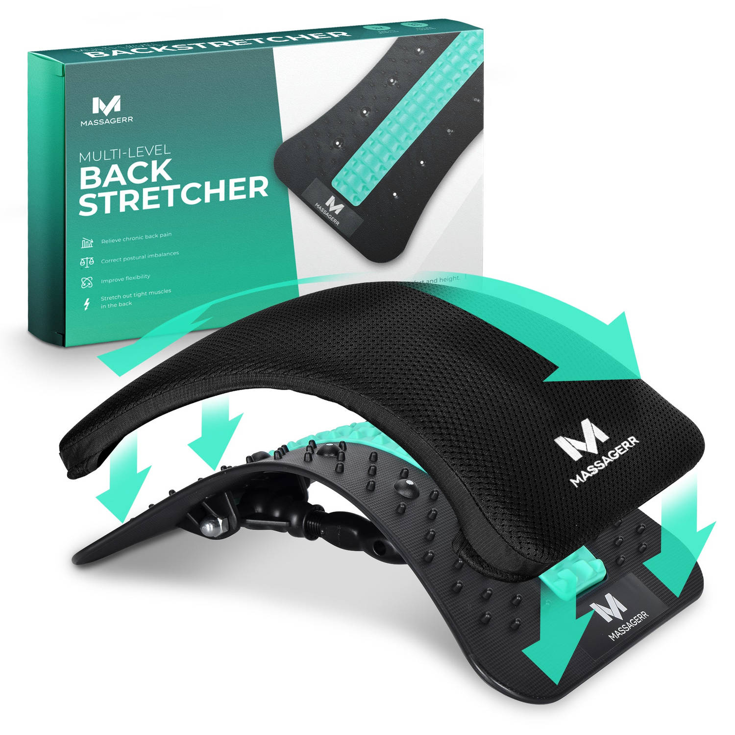 Massagerr® Backstretcher - Rugstretcher - Multi-Level - Rugmassage - Ontspanning - Incl. Comfortabel Kussen