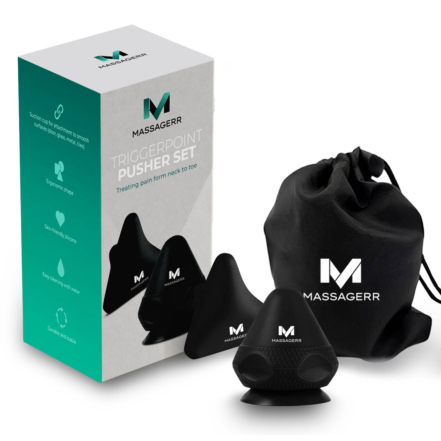 Massagerr® Triggerset - Triggerpoint Massage Set - Massage Roller - Verlicht Spierpijn en Spanningen - Incl. Zuignap