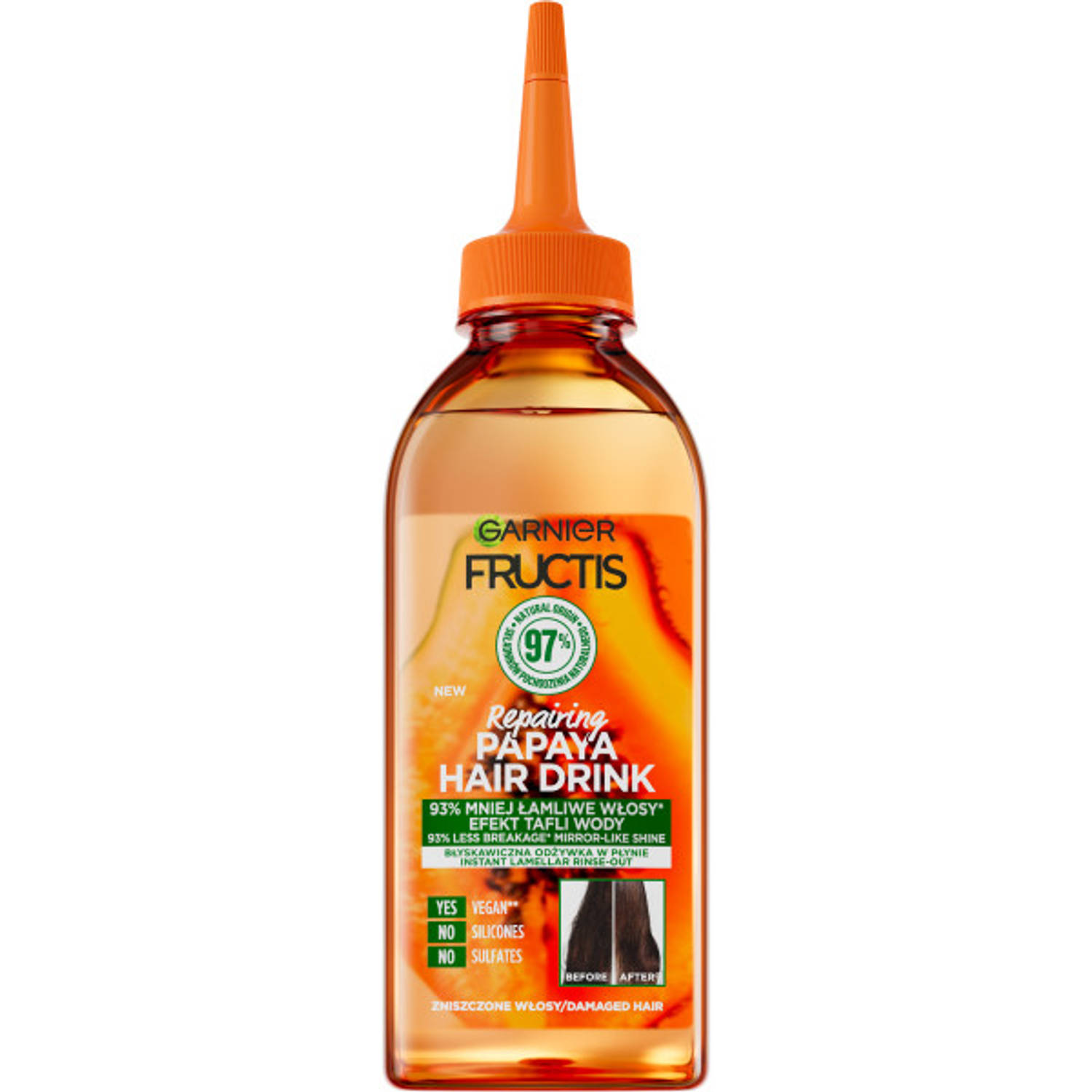 Fructis Hair Drink Papaya instant vloeibare lamellaire conditioner voor beschadigd haar 200ml