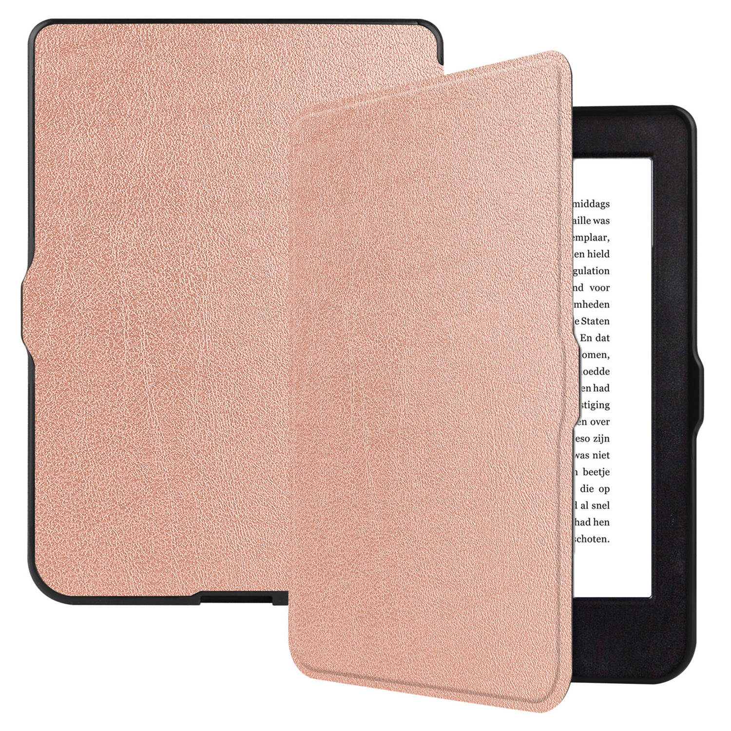 Basey Kobo Nia Hoesje Bookcase Cover Hoes Kobo Nia Case Cover Hoes Rosé Goud