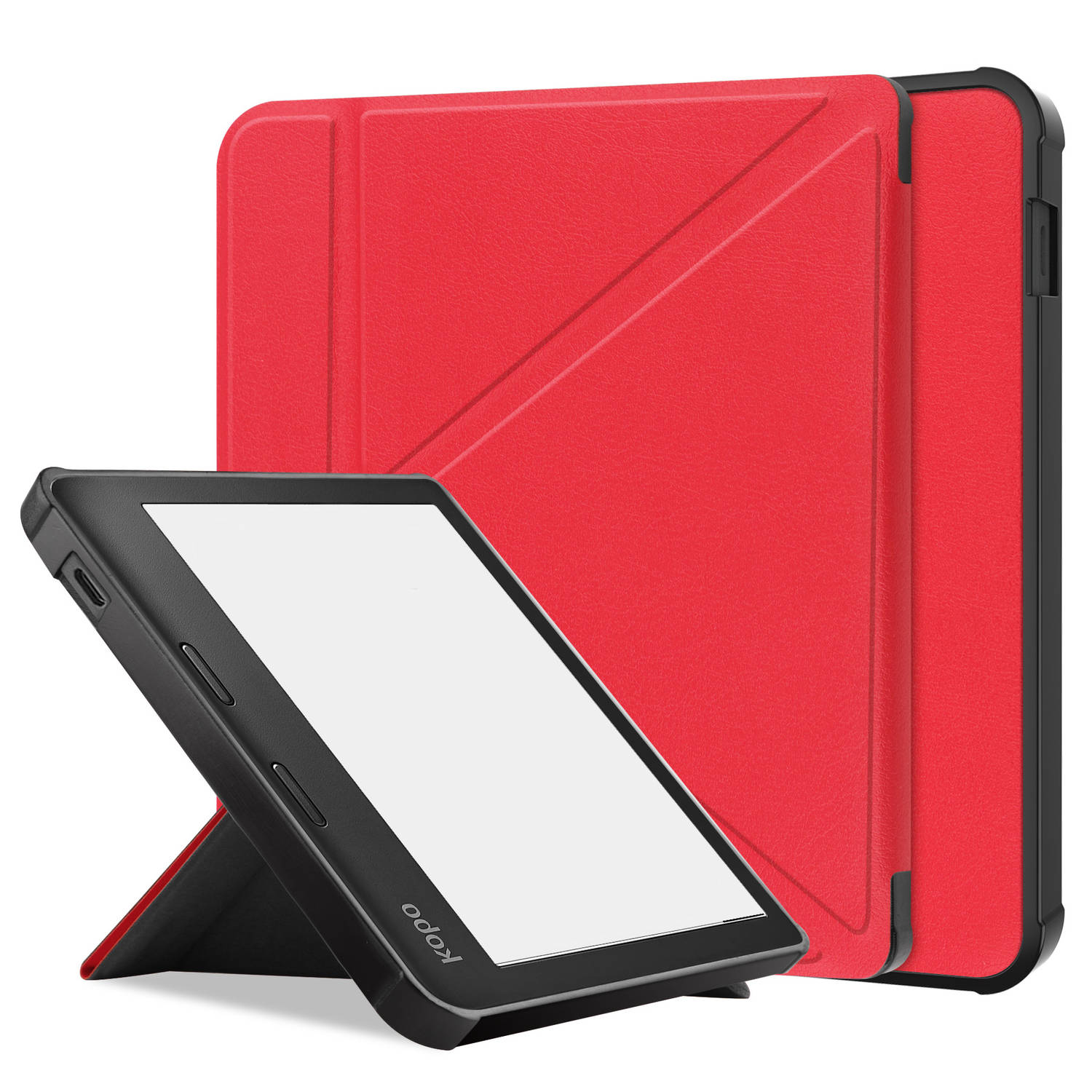 Basey Kobo Libra 2 Hoesje Bookcase Cover Hoes - Kobo Libra 2 Case Cover Hoes - Rood