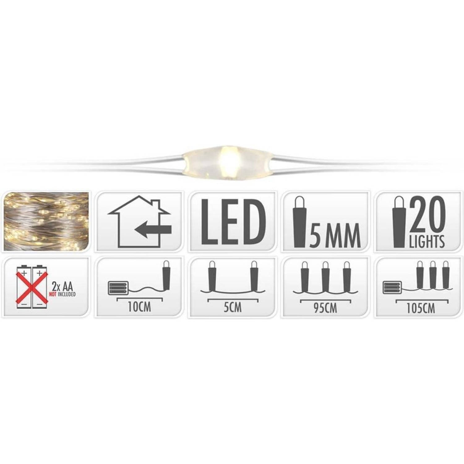 Draadverlichting 20LED warmwit